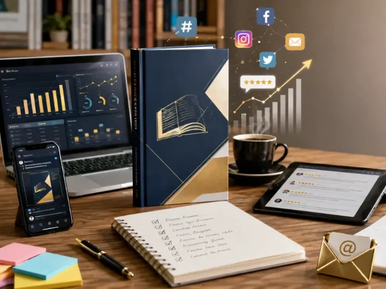 Book launch strategy checklist with promotion ideas for authors