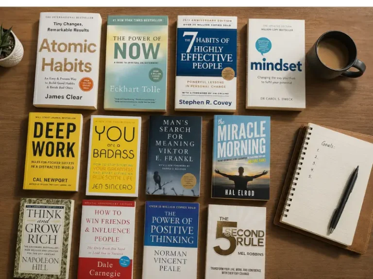 Growth mindset book collection for personal development and self-mastery
